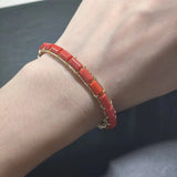 Natural coral Bracelet 14K love chain adjustable C-shaped half bracelet