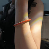 Natural coral Bracelet 14K love chain adjustable C-shaped half bracelet
