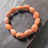 Natural Coral Jade Chrysanthemum Stone Bracelet Orange Round Flat Beads
