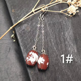 Natural Agate Dzi Earrings S925 Sterling Silver Ethnic Jewelry