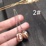 Natural Agate Dzi Earrings S925 Sterling Silver Ethnic Jewelry