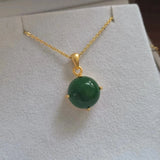 Natural Emerald Pendant Necklace S925 Sterling Silver Plated Round Green