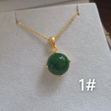 Natural Emerald Pendant Necklace S925 Sterling Silver Plated Round Green