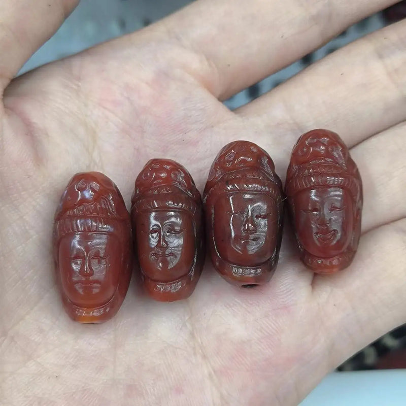 Natural Guanyin Head Agate Carnelian Loose Beads Red Skull Corpse DIY Necklace