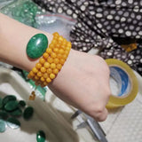 Natural Green Jade Gemstone Inlaid Pendant for Bracelets DIY