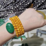 Natural Green Jade Gemstone Inlaid Pendant for Bracelets DIY