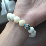 Natural Shell Ball Bracelet with Agate Dzi Beads Men's and Women's Jewelry
