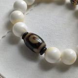 Natural Shell Ball Bracelet with Agate Dzi Beads Men's and Women's Jewelry