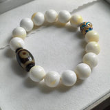 Natural Shell Ball Bracelet with Agate Dzi Beads Men's and Women's Jewelry