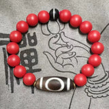 Natural Vermilion Glazed Agate Bracelet Lucky Amulet