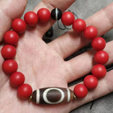 Natural Vermilion Glazed Agate Bracelet Lucky Amulet