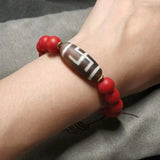 Natural Vermilion Glazed Agate Bracelet Lucky Amulet