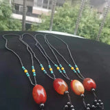 Riverstones Sardonyx Rough Stone Handle Pictogram Necklace Pendant