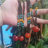 Riverstones Sardonyx Rough Stone Handle Pictogram Necklace Pendant
