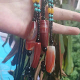 Riverstones Sardonyx Rough Stone Handle Pictogram Necklace Pendant