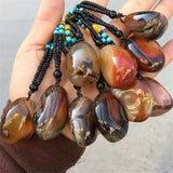 Riverstones Sardonyx Rough Stone Handle Pictogram Necklace Pendant