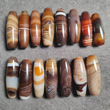 1pc Natural Sugar Silk Agate Dzi Barrel Bead Pretty Pendant Jewelry Handiwork
