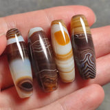 1pc Natural Sugar Silk Agate Dzi Barrel Bead Pretty Pendant Jewelry Handiwork