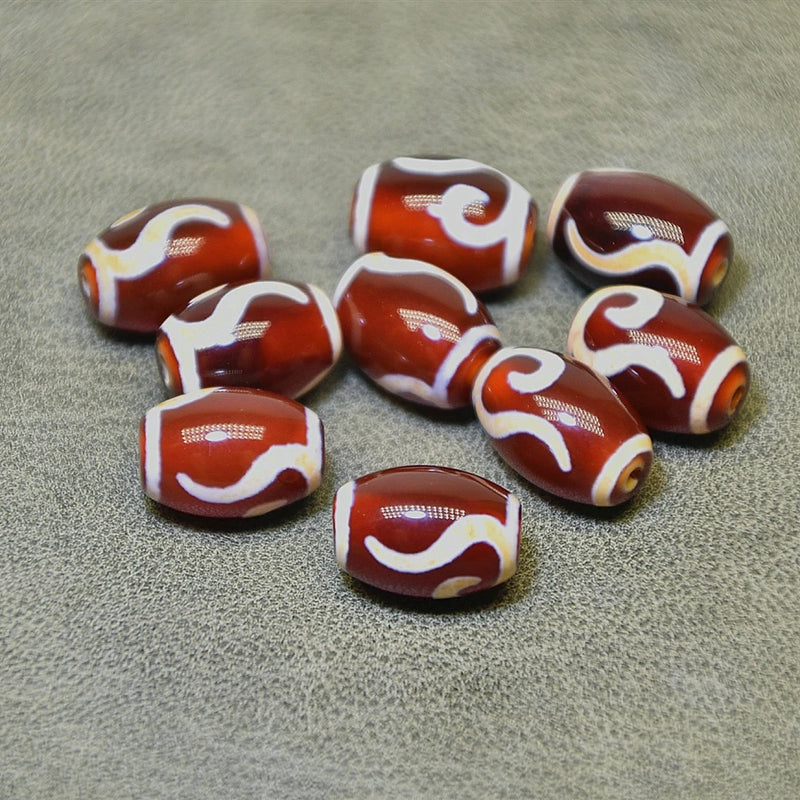 Tibet Red Agate DZi Beads Money Hook Dallo Totem Amulet Men Women Jewelry DIY