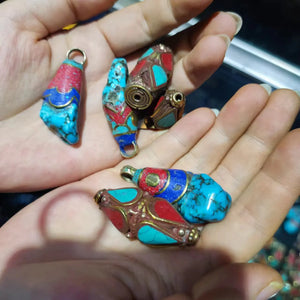 Tibetan Filigree Copper Buddhist Pendant Beads DIY