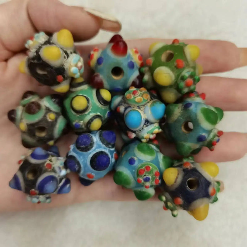 Hand-Painted Dragonfly Eye Glass Beads Ancient Folk Jewelry