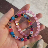 Lovely Pink Opal Flower Bracelet Sparkling Charming Metal Embellishment