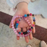 Lovely Pink Opal Flower Bracelet Sparkling Charming Metal Embellishment