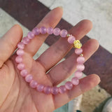 Lovely Pink Opal Flower Bracelet Sparkling Charming Metal Embellishment