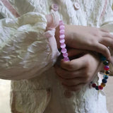 Lovely Pink Opal Flower Bracelet Sparkling Charming Metal Embellishment