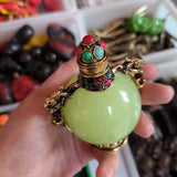 Luminous Snuff Bottle Ornament Pair Dragon Inlay Multiple Jewel