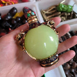 Luminous Snuff Bottle Ornament Pair Dragon Inlay Multiple Jewel