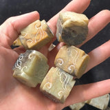 Natural Hetian Jade Carved Human Face Beads Ancient Jade Mysterious Pattern DIY