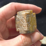 Natural Hetian Jade Carved Human Face Beads Ancient Jade Mysterious Pattern DIY