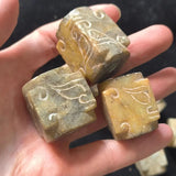 Natural Hetian Jade Carved Human Face Beads Ancient Jade Mysterious Pattern DIY