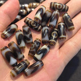 Natural Agate Dzi Brown Weathered Lines Smooth Accessories Jewelry Bead