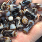 Natural Agate Dzi Brown Weathered Lines Smooth Accessories Jewelry Bead