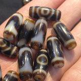 Natural Agate Dzi Brown Weathered Lines Smooth Accessories Jewelry Bead