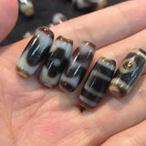 Natural Agate Dzi Brown Weathered Lines Smooth Accessories Jewelry Bead