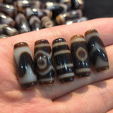 Natural Agate Dzi Brown Weathered Lines Smooth Accessories Jewelry Bead