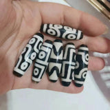 Natural Agate Two-eye and Three-eye Dzi Patina Weathered Pattern Accessories
