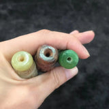 Natural Jade Beads Carved Auspicious Clouds Horn Hole Bracelet Necklace