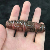 Natural Jade Beads Carved Auspicious Clouds Horn Hole Bracelet Necklace