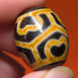 Natural Tiger Tooth Agate Dzi Bead Large Amulet Jewelry