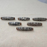 Natural Gemstone Rough Agate Dzi Texture Brown Oval Column Precious Accessories