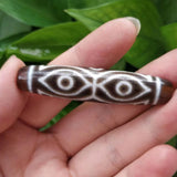 Natural Gemstone Rough Agate Dzi Texture Brown Oval Column Precious Accessories