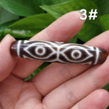 Natural Gemstone Rough Agate Dzi Texture Brown Oval Column Precious Accessories