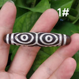 Natural Gemstone Rough Agate Dzi Texture Brown Oval Column Precious Accessories