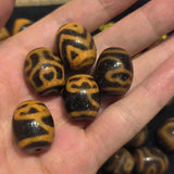 1pc Natural Multi-Pattern Old Agate Dzi Yellow Access. Jewelry