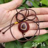 Natural Agate One Eye Dzi Bead Necklace Old Weathered Jewelry Amulet