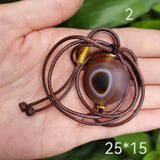 Natural Agate One Eye Dzi Bead Necklace Old Weathered Jewelry Amulet